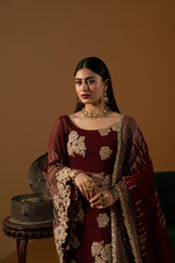 Hemstitch Unstitched Wedding Formal Chiffon | WDU-01 Rubby Hemstitch Unstitched Wedding Formal Chiffon | WDU-01 Rubby