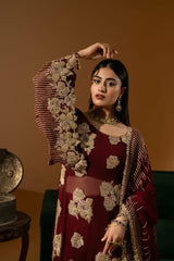 Hemstitch Unstitched Wedding Formal Chiffon | WDU-01 Rubby Hemstitch Unstitched Wedding Formal Chiffon | WDU-01 Rubby