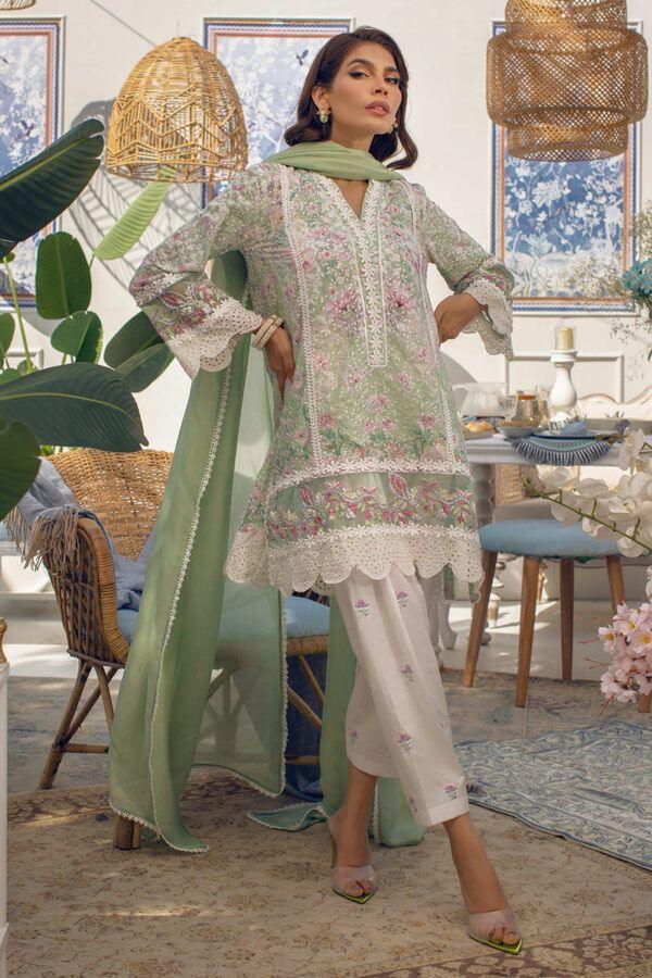 Ansab Jahangir Unstitched Chikankari Lawn | MINT BLOSSOM