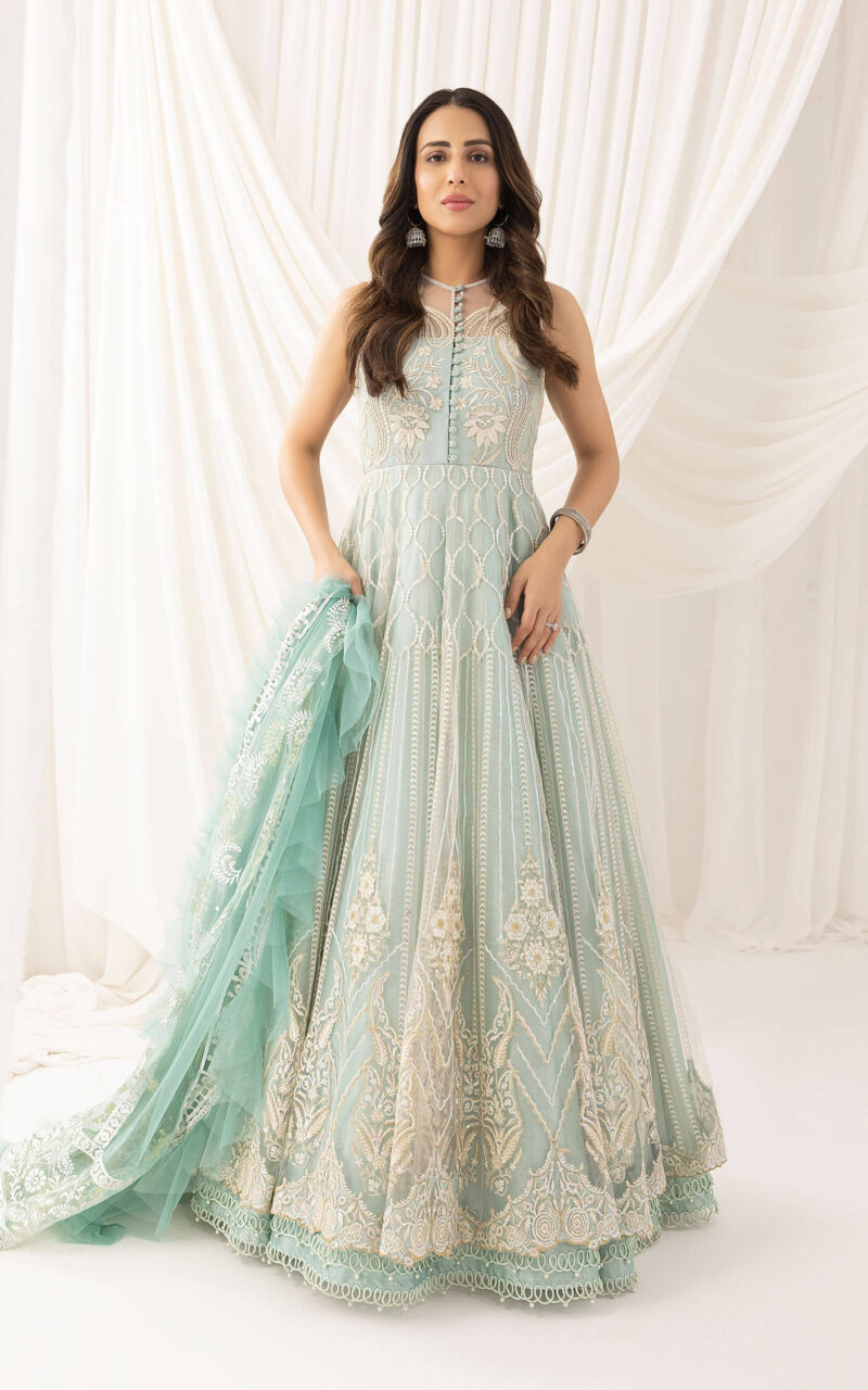 Bottle Green Designer Lehenga | Barasti Festive by Asifa & Nabeel