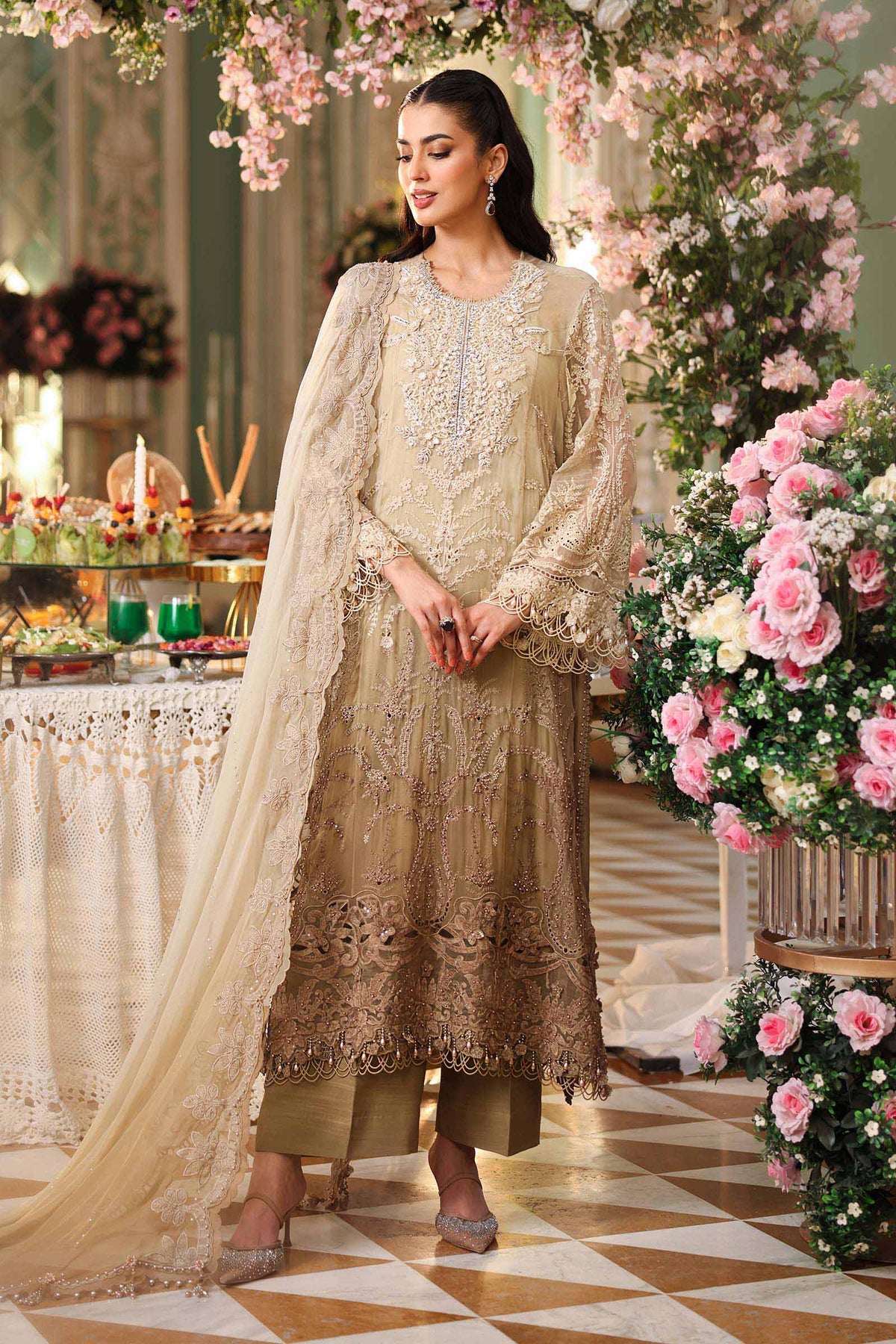 Maria B Chiffon Collection | Chiffons 2026 | MPC-26-103-Olive Gold