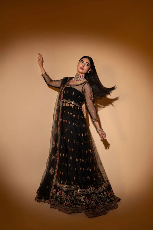 Hemstitch Unstitched Wedding Formal Chiffon | WDU-02 Roshna