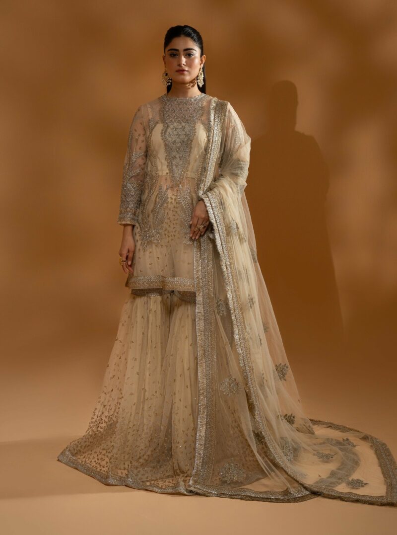 Hemstitch Unstitched Wedding Formal Chiffon | WDU-08 Leila