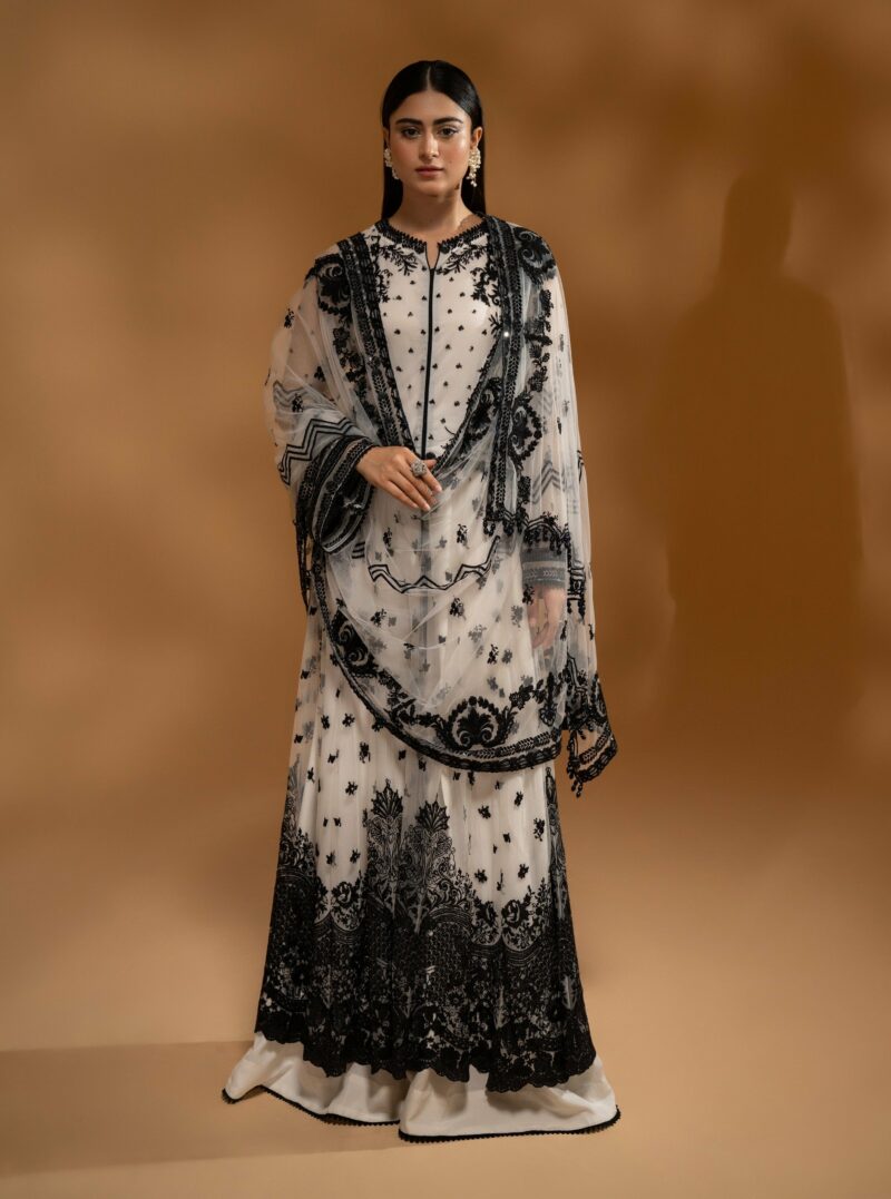 Hemstitch Unstitched Wedding Formal Chiffon | WDU-06 Raina