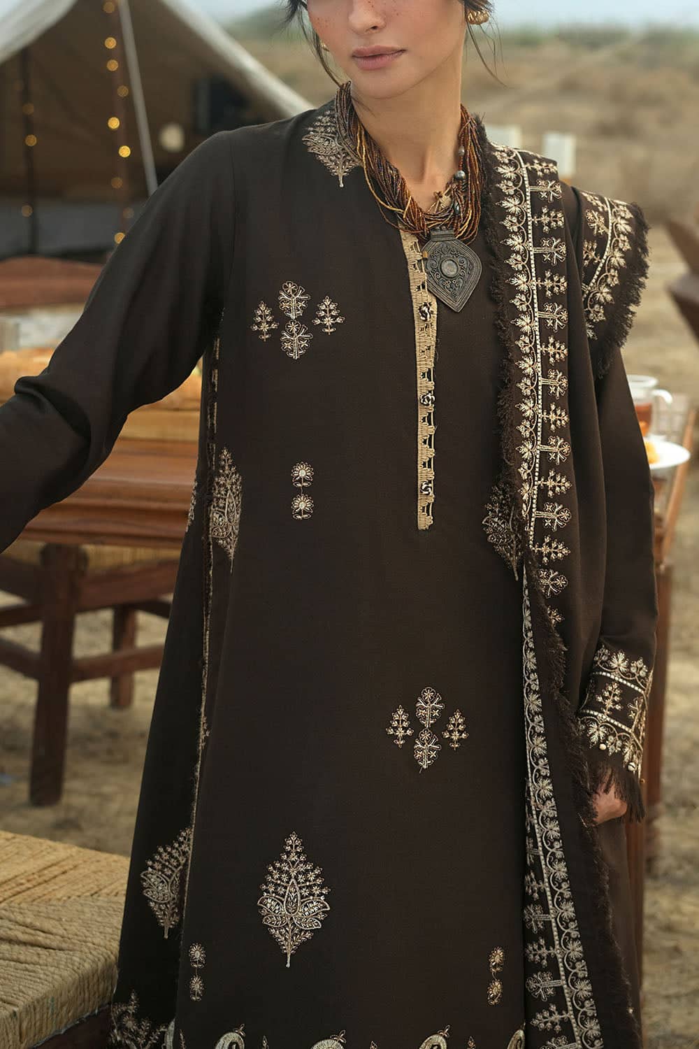 Gul Ahmed Winter 2026 - 3 Piece Embroidered Karandi Suit with Embroidered Karandi Dupatta– EMBROI