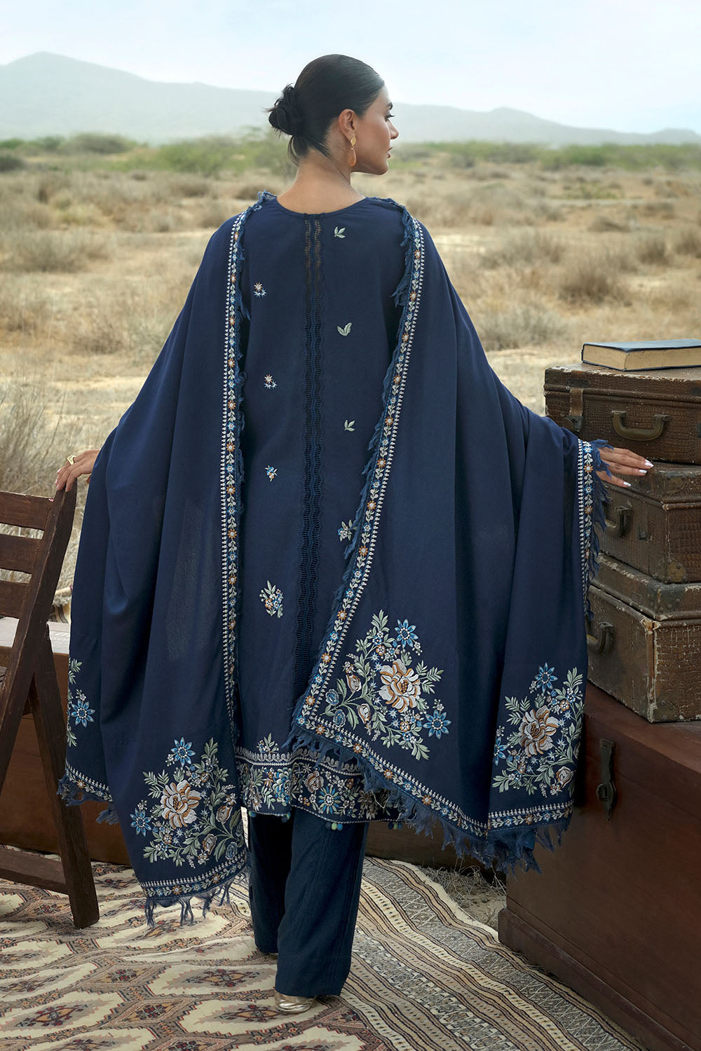 Gul Ahmed The Charm of Winter 2026 3 Piece Embroidered Karandi Suit with Embroidered Karandi Dupatta–