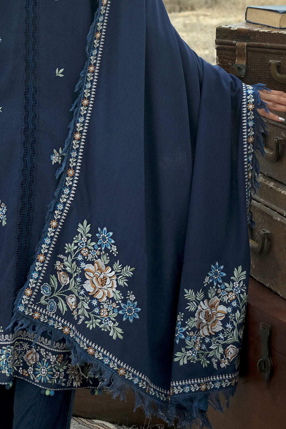 Gul Ahmed The Charm of Winter 2026 3 Piece Embroidered Karandi Suit with Embroidered Karandi Dupatta–