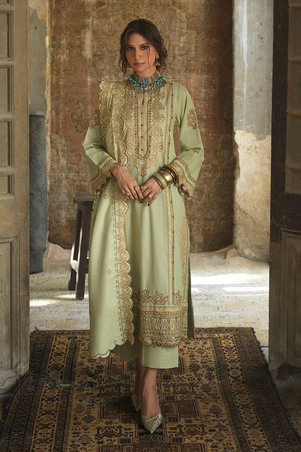 Gul Ahmed Winter 2026 - 3 Piece Embroidered Khaddar Suit with Embroidered Khaddar Dupatta