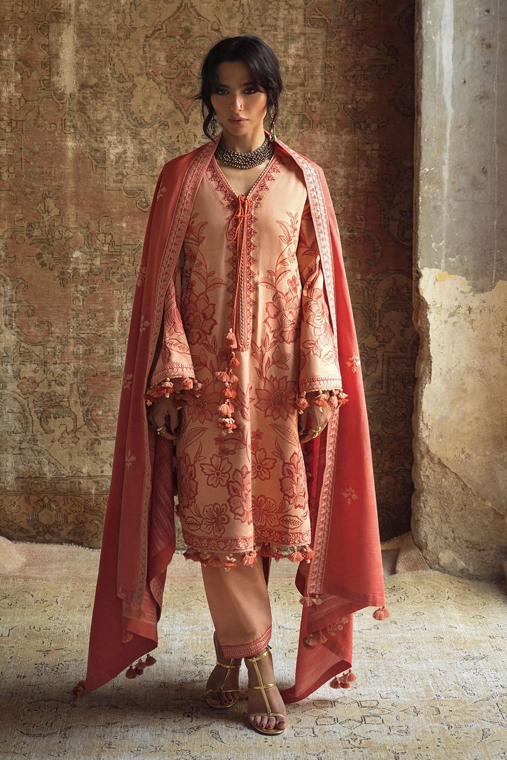 Gul Ahmed Winter 2026 - 3 Piece Embroidered Khaddar Suit with Embroidered Khaddar Dupatta
