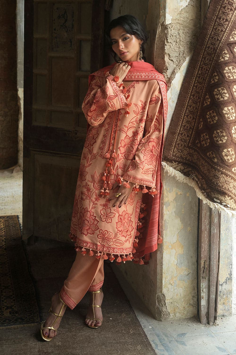 Gul Ahmed Winter 2026 - 3 Piece Embroidered Khaddar Suit with Embroidered Khaddar Dupatta–