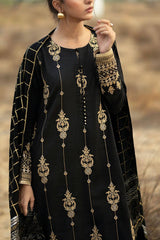 Gul Ahmed Winter 2026 - 3 Piece Embroidered Khaddar Suit with Gold & Lacquer Printed Pashmina Dupatta–