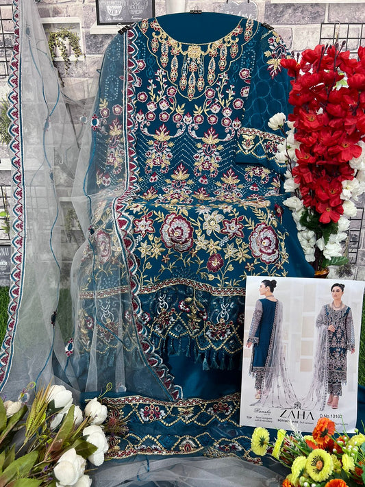 GEORGETTE SUIT WITH HEAVY EMBROIDERY AND BACK WORK