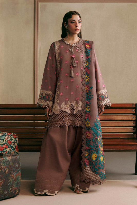 M Basics Agla Station Winter 26 3 Pc Unstitched Embroidered Slub Khaddar Suit | MB-CUSV15-03A