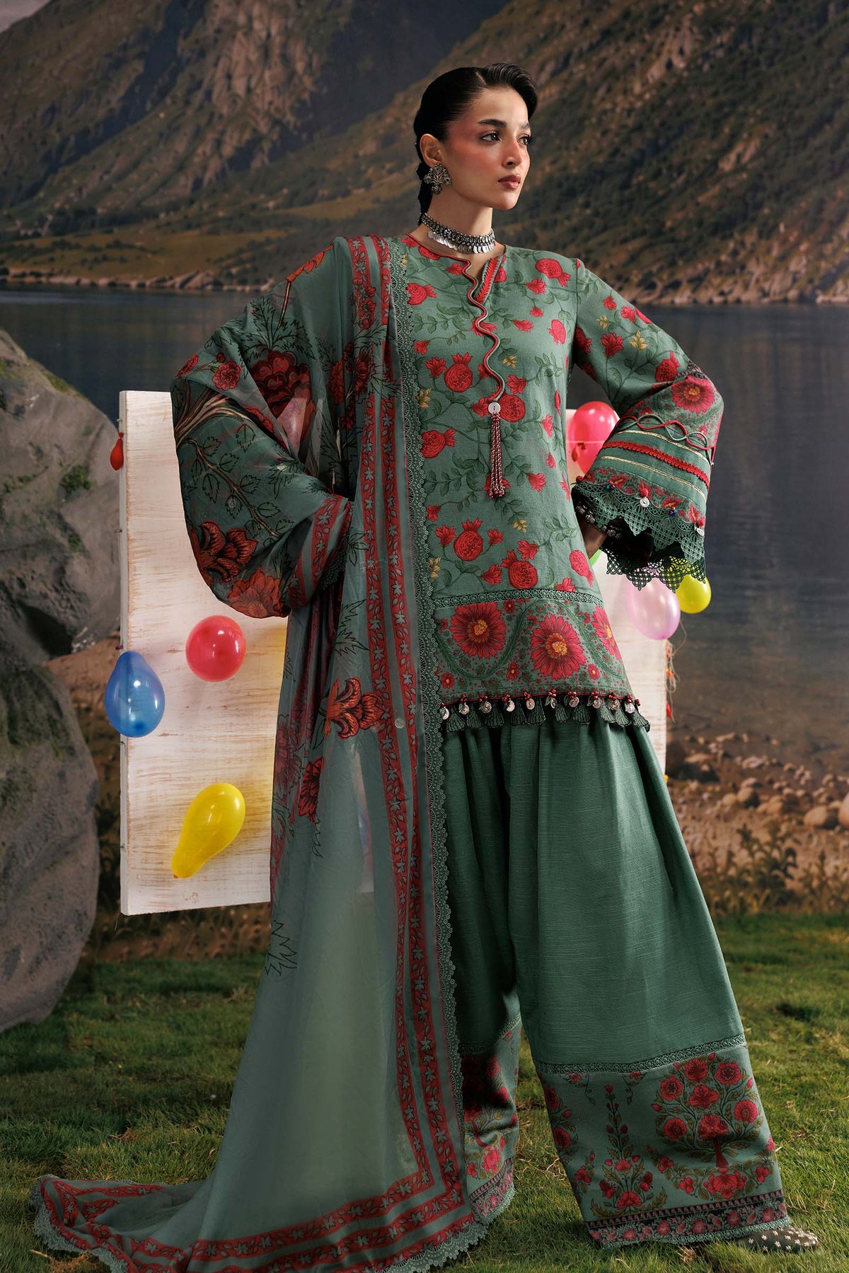 M Basics Agla Station Winter 26 3 Pc Unstitched Embroidered Slub Khaddar Suit | MB-CUSV15-06A