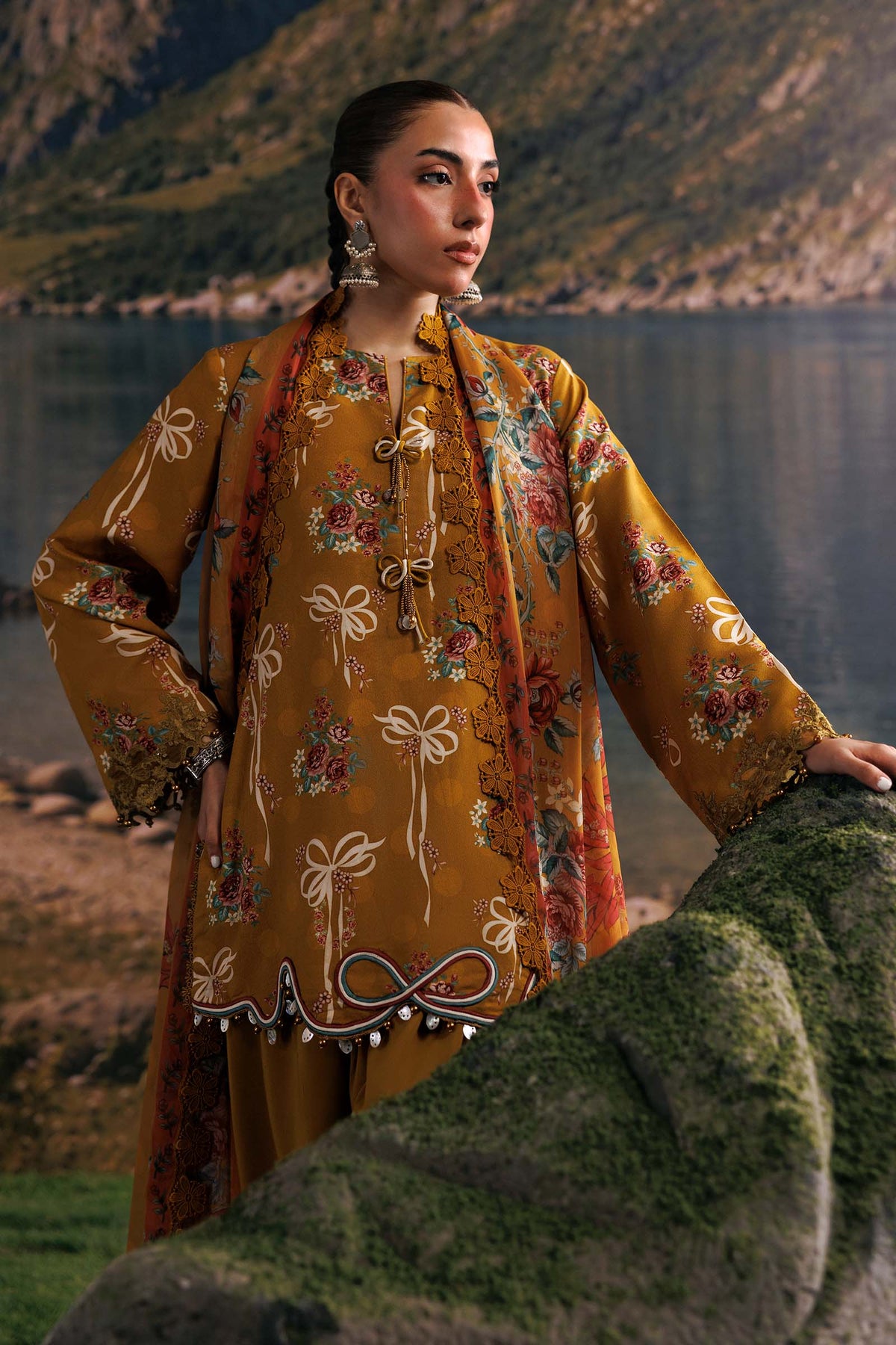 M Basics Agla Station Winter 26 3 Pc Unstitched Embroidered Linen Suit | MB-CUSV15-08A