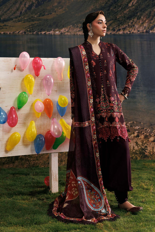 M Basics Agla Station Winter 26 3 Pc Unstitched Embroidered Linen Suit | MB-CUSV15-09B