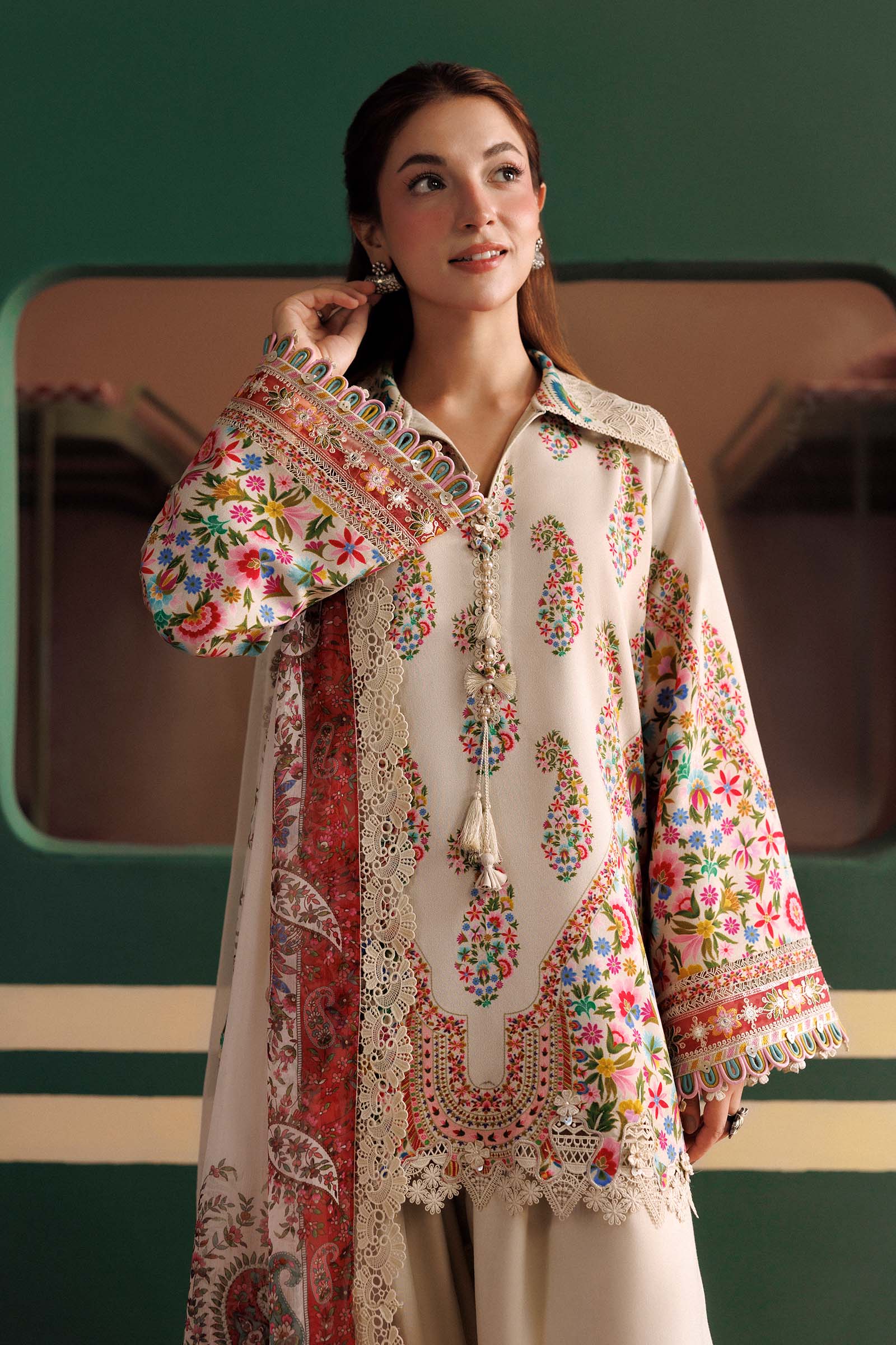 M Basics Agla Station Winter 26 3 Pc Unstitched Embroidered Linen Suit | MB-CUSV15-10A