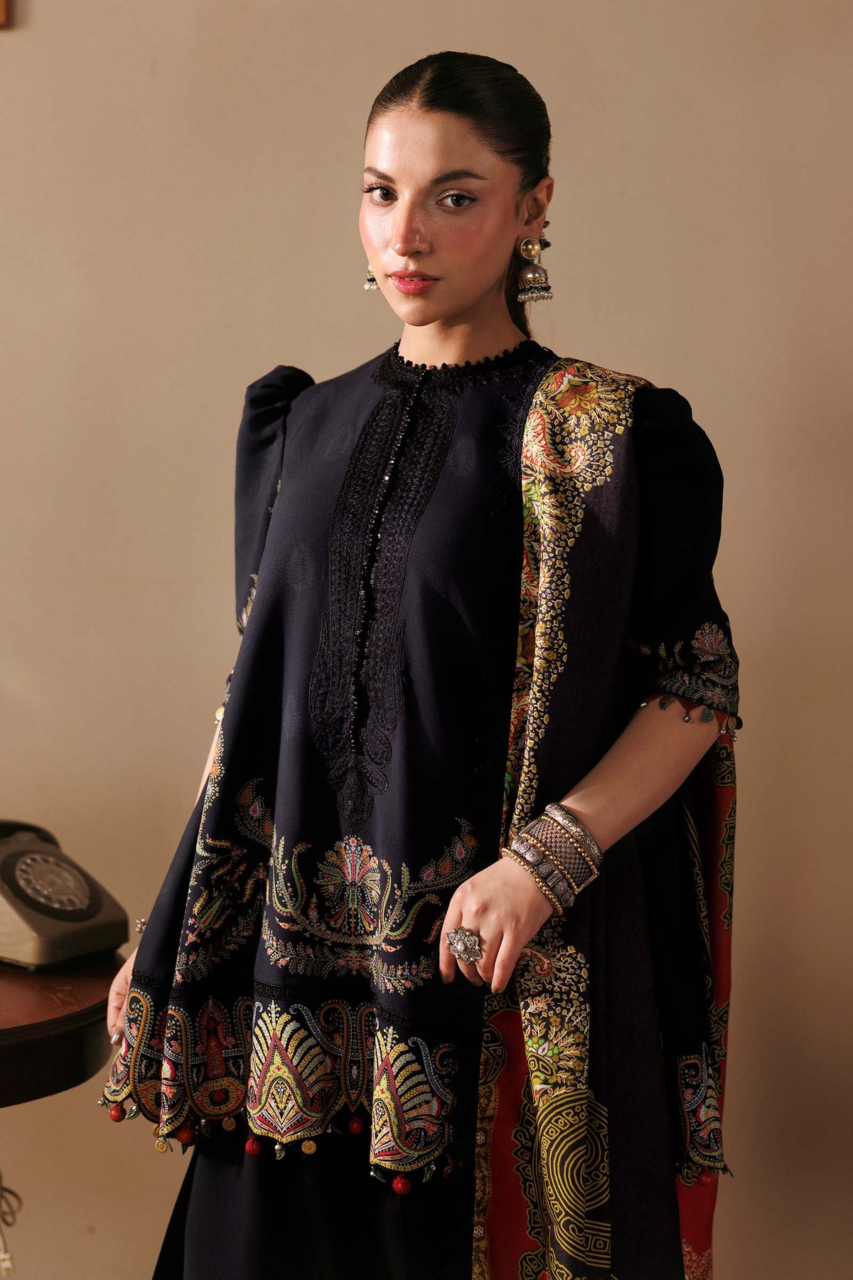 M Basics Agla Station Winter 26 3 Pc Unstitched Embroidered Linen Suit | MB-CUSV15-11B