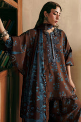 M Basics Agla Station Winter 26 3 Pc Unstitched Embroidered Linen Suit | MB-CUSV15-12B