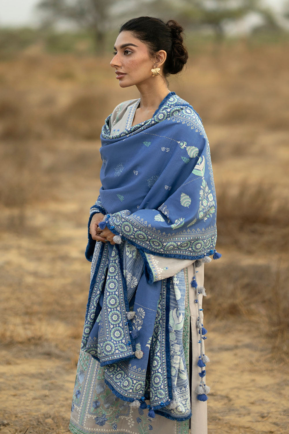 Gul Ahmed The Charm of Winter 2026 3 Piece Embroidered Khaddar Suit with Lacquer Printed Khaddar Dupatta–