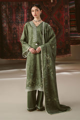 Cross Stitch Winter Unstitched 26 FOREST STITCH-3PC MARINA PRINTED SUIT