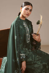 Cross Stitch Winter Unstitched 26 MEADOW GREEN-3PC LINEN PRINTED SUIT– Untitled-1 0002 DSC00104