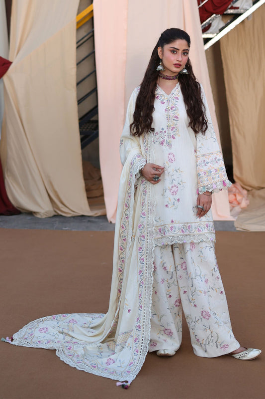 Cross Stitch Winter Unstitched 26 ALABASTER BLOOM-3PC KHADDAR EMBROIDERED SUIT