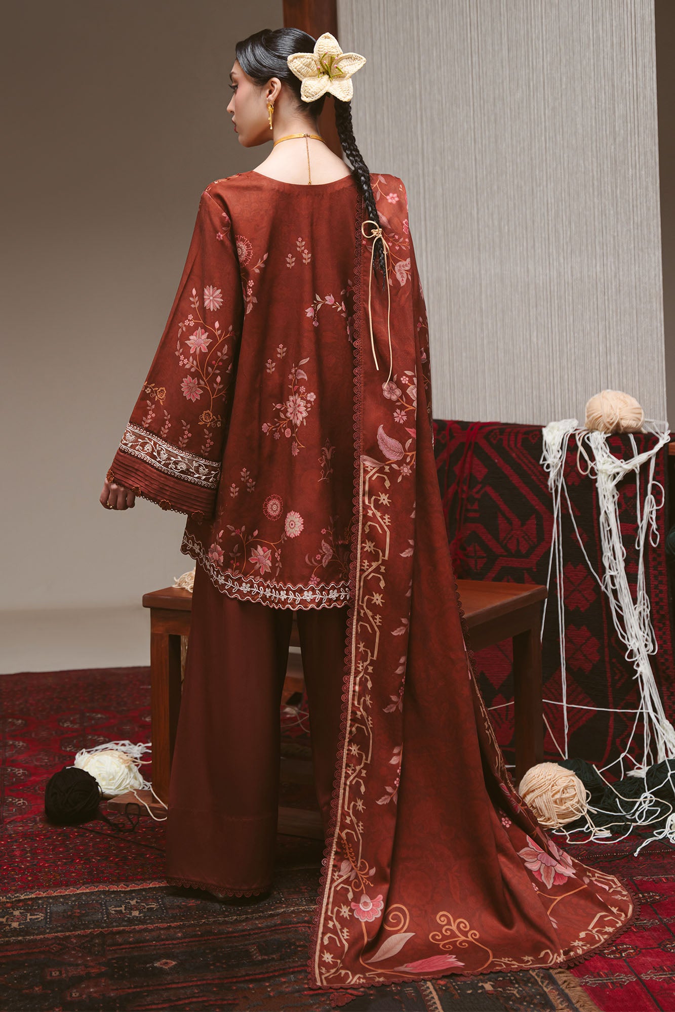 Cross Stitch Winter Unstitched 26 SEPIA GRACE- 3PC MARINA PRINTED SUIT– Untitled-1 0067 DSC00781