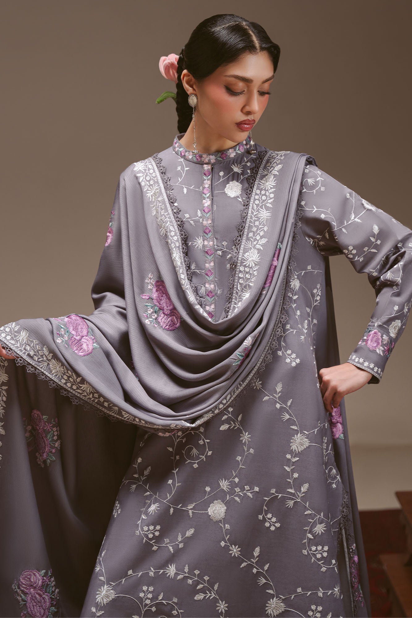 Cross Stitch Winter Unstitched 26 VIOLET HAZE-3PC LINEN EMBROIDERED SUIT– Untitled-1 0090 DSC00187