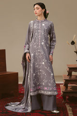 Cross Stitch Winter Unstitched 26 VIOLET HAZE-3PC LINEN EMBROIDERED SUIT