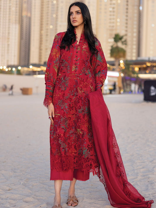 Rang Rasiya Carnation Embroidered Lawn 2025 | D-08