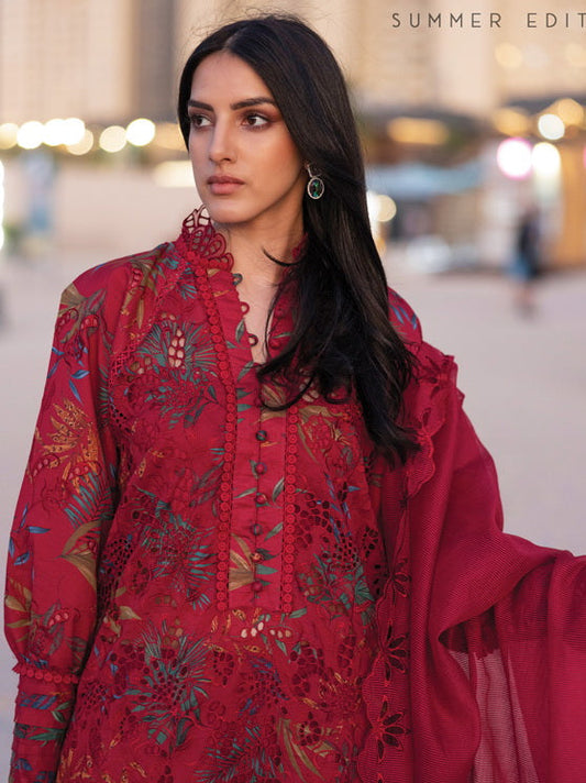 Rang Rasiya Carnation Embroidered Lawn 2025 | D-08